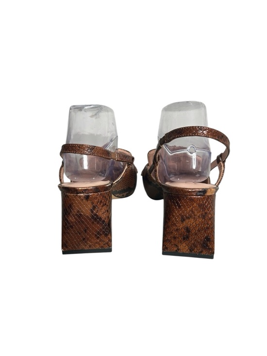 J.CREW Layne Brown Snake-Print Embossed Slingback Block Heel Loafers Size 10 - Picture 6 of 10